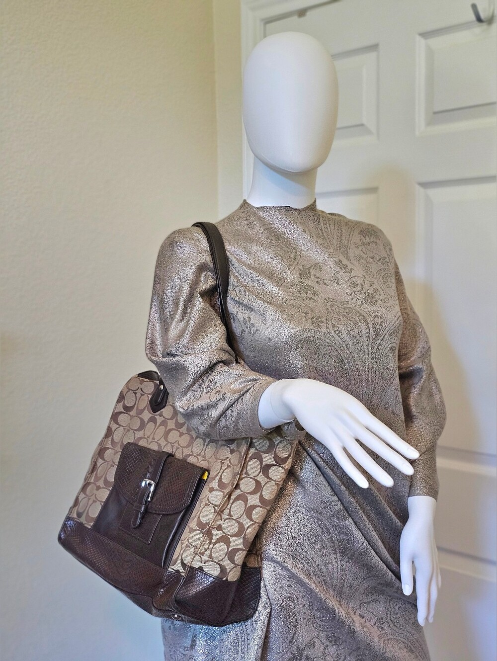 Coach Charlie Signature Python Embossed Tote - Picture 3 of 13